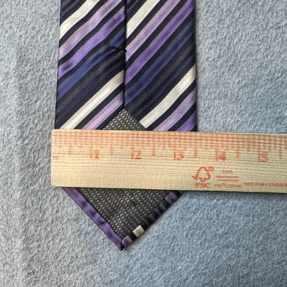 Giorgio Brutini Necktie Mens OS Purple Striped Collezione Hand Made Formal 33336
